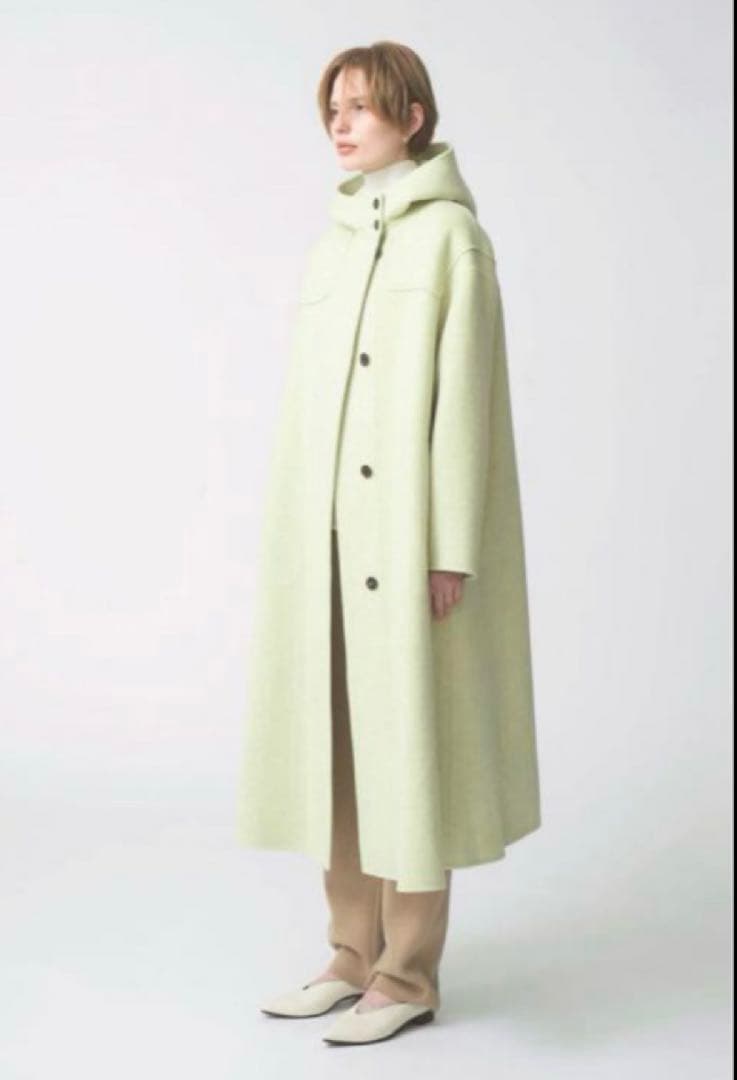 ebure メランジビーバー フーデットロングコート ライトイエロー ebure メランジビーバー フーデットロングコート (ライトイエロー/36)