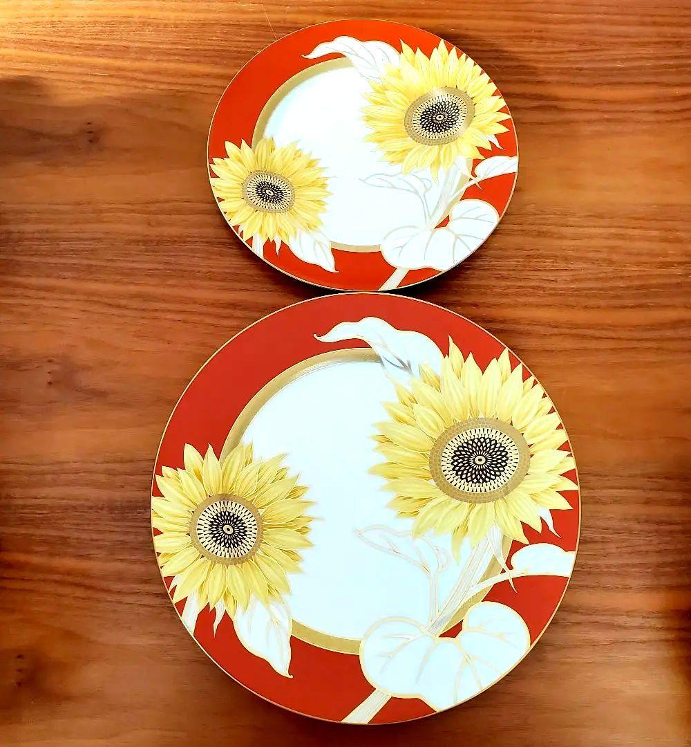 新品未使用品】香蘭社 ひまわり ディナー皿 大皿 プレート皿 金彩