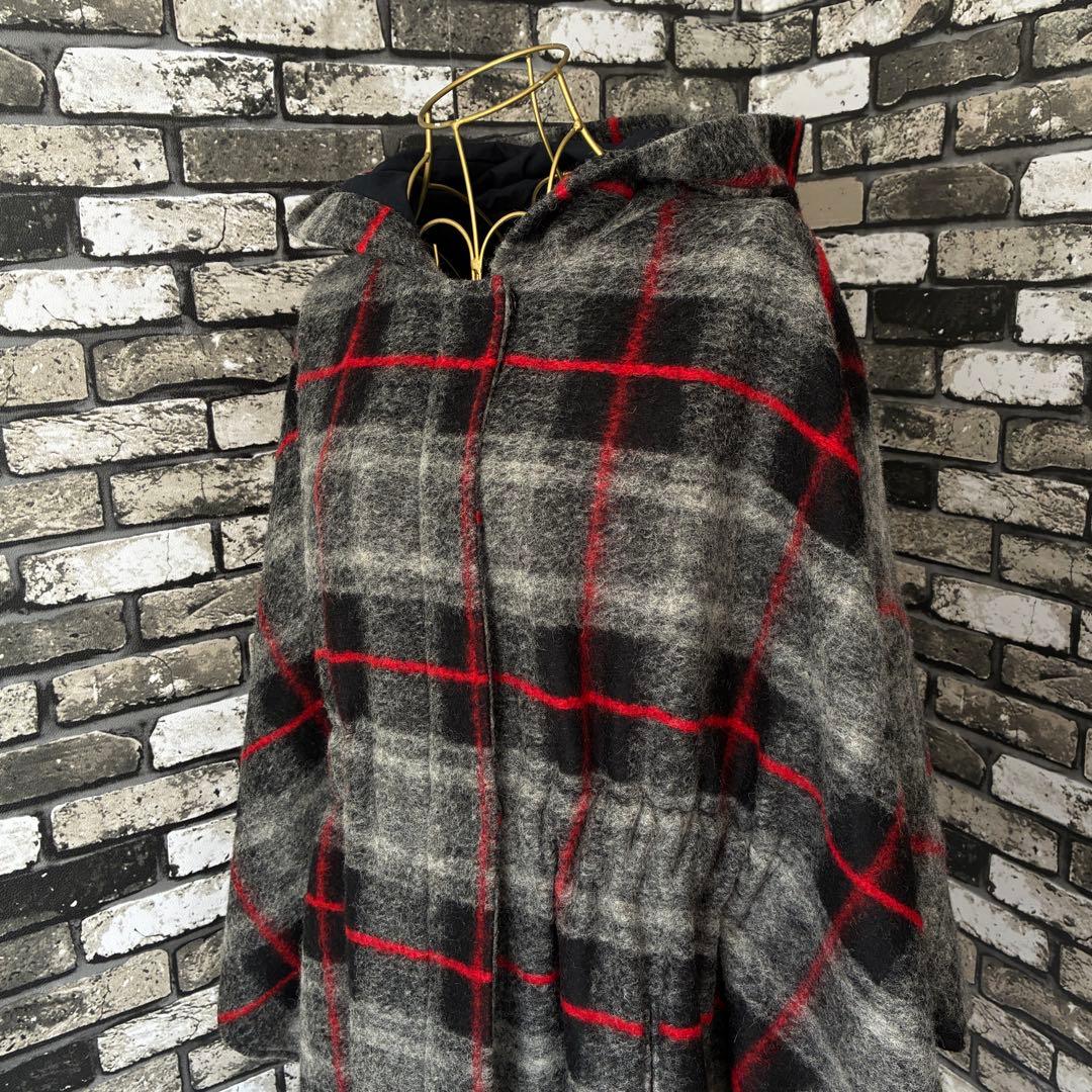 MSGM ウール ポンチョコート タータンチェック - メルカリ