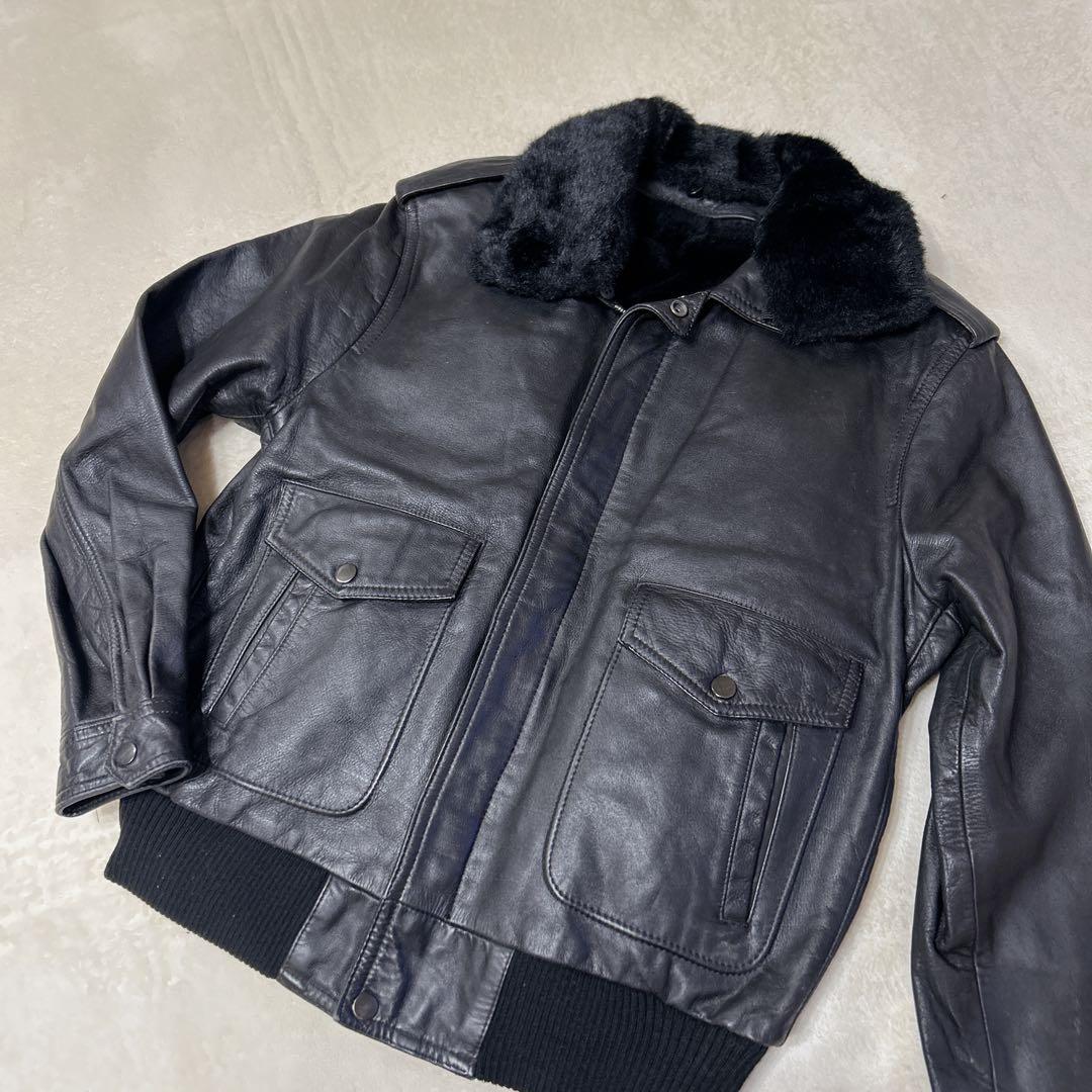 未使用級 vintage レザー G1 フライトジャケット MA-1 ファー ファー