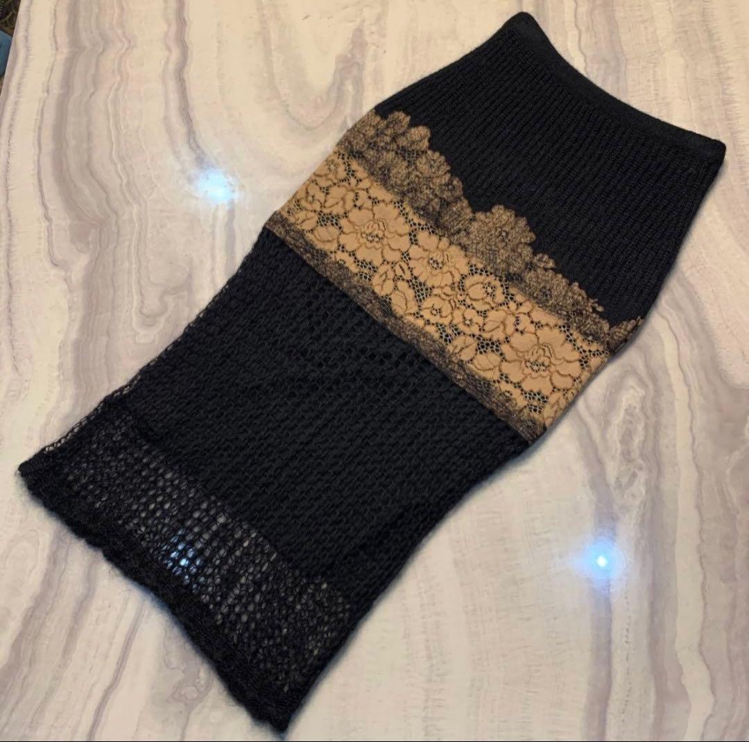 しーちゃん様N°21 イタリア　モヘア　シルク　レース　ロング　スカート　黒 N°21（ヌメロヴェントゥーノ） スカート C091 5111 レディース シルク