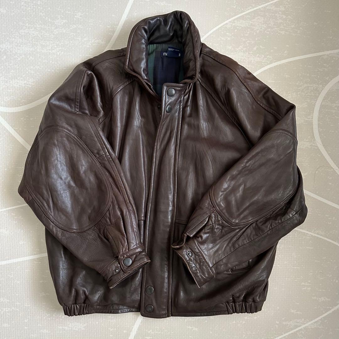 Nautica 本革ブラウンジャケット サイズ44 中古・古着通販】NAUTICA (ノーティカ) レザージャケット ブラウン