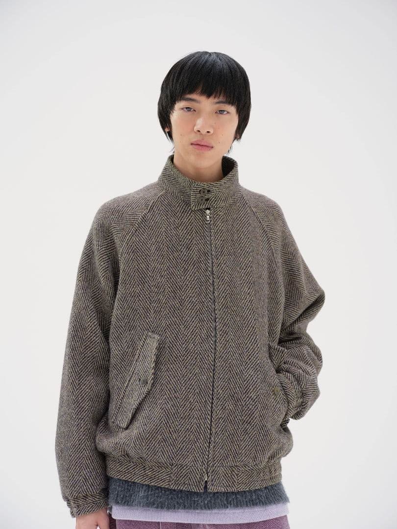 LAMA SHETLAND WOOL TWEED ZIP BLOUSON - メルカリ