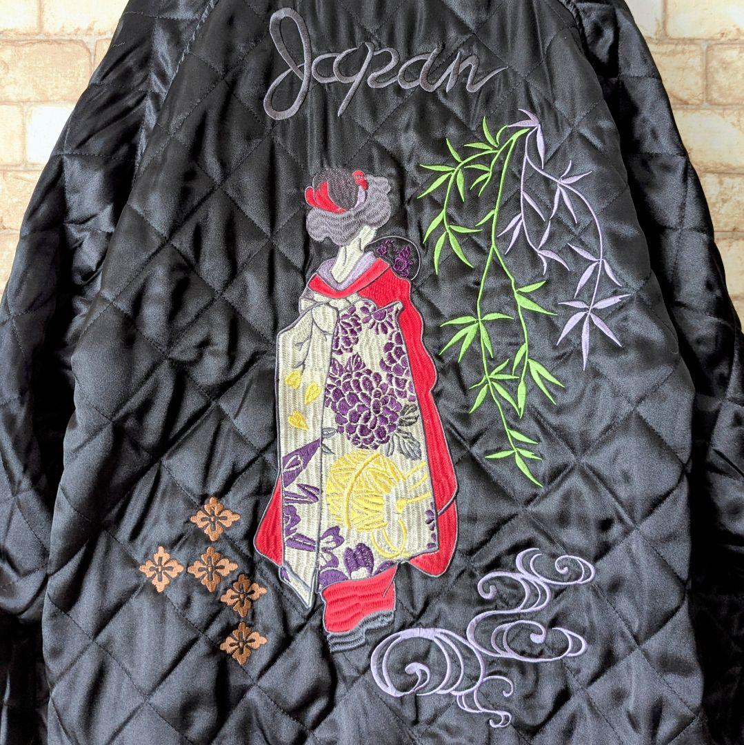 冬は中綿❤験担ぎ】GUMU リバーシブル スカジャン 舞妓×鷹 キルティング