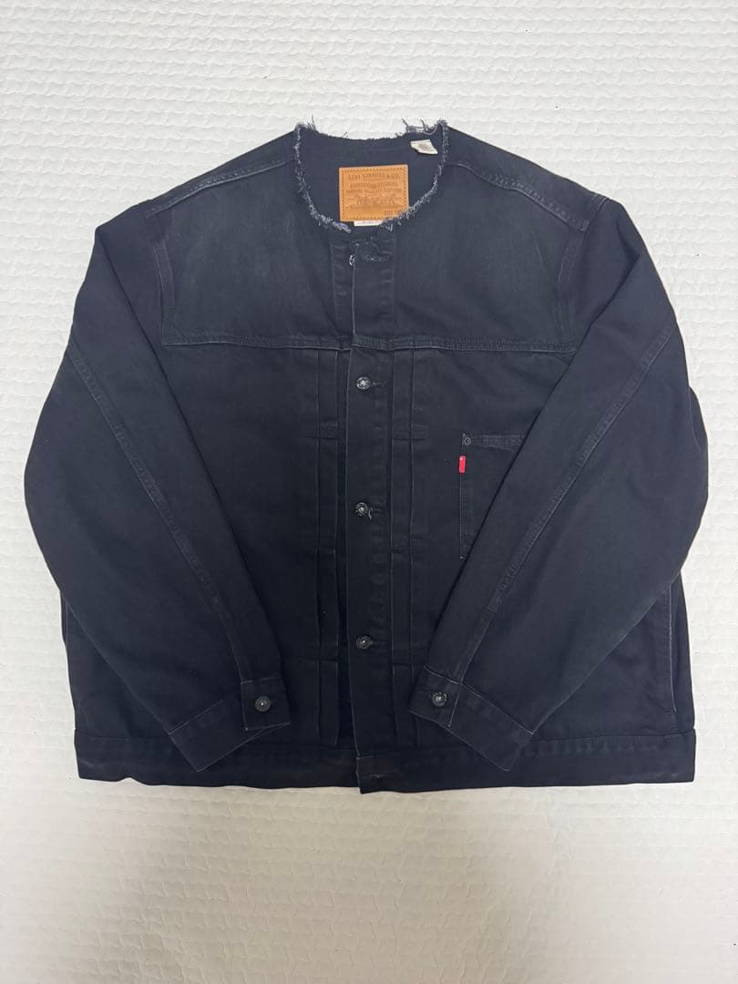 リーバイス エディフィス 別注 Type 1 デニムジャケット ノーカラー 黒