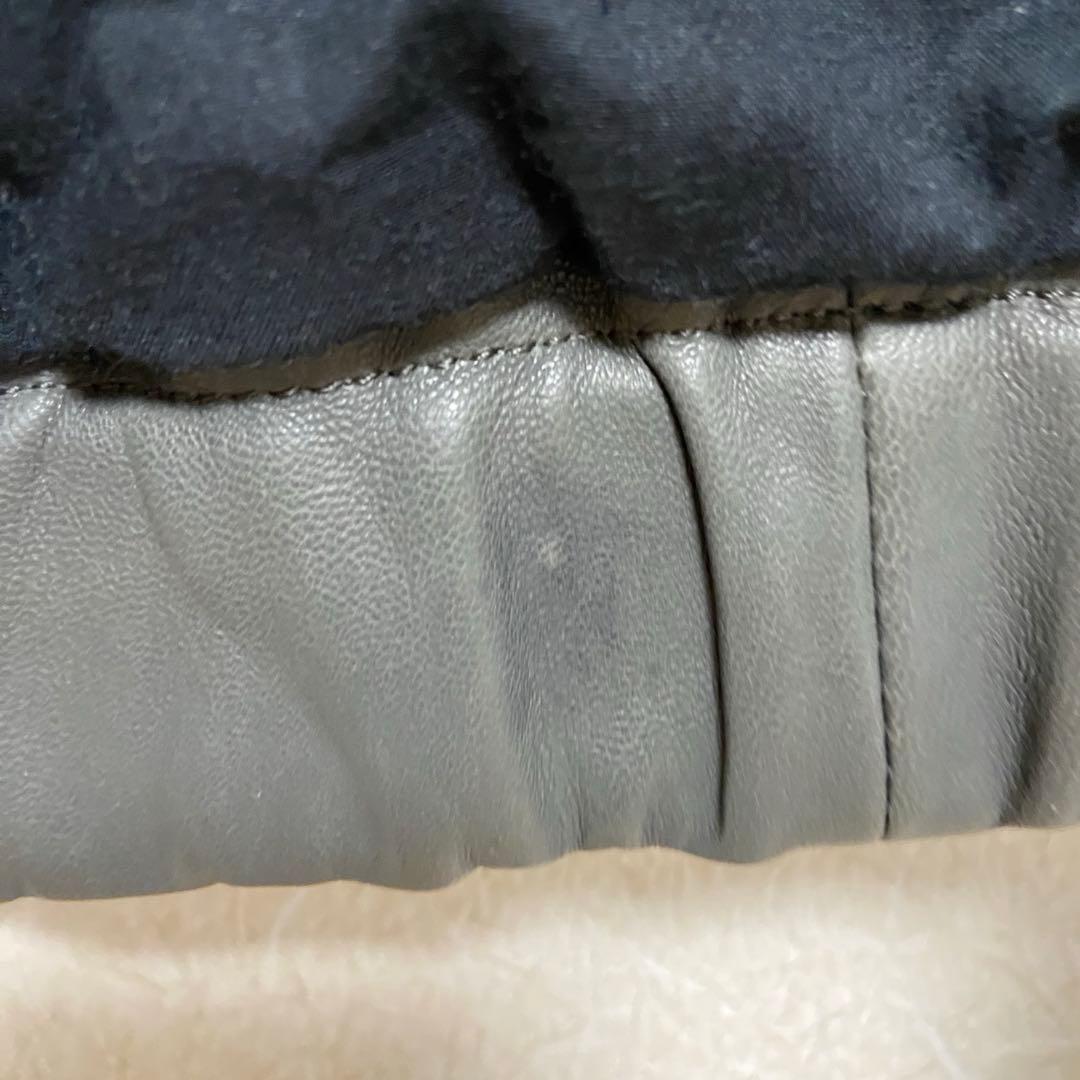 ユナイテッドアローズ ノーカラー レザージャケット 羊革 グレージュ