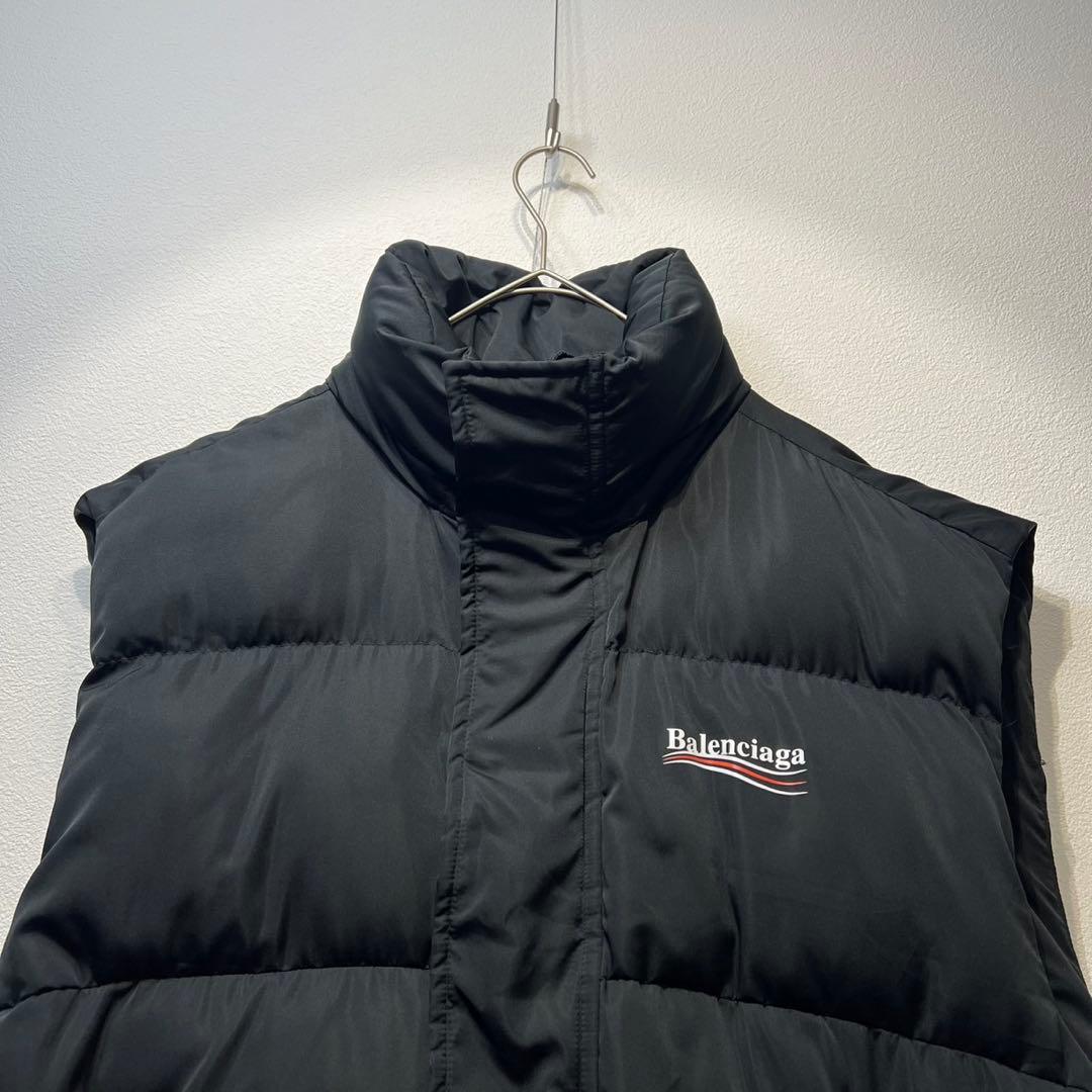 希少 美品 バレンシアガ ロゴプリント デザイン パデッド ダウンベスト
