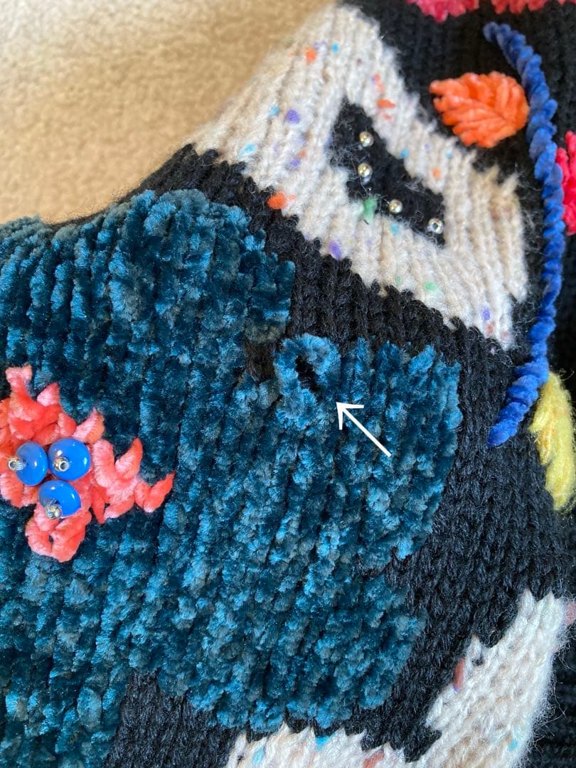 BEARDSLEY ビアズリー 袖ジャガードニット カラフル フラワー ブラック