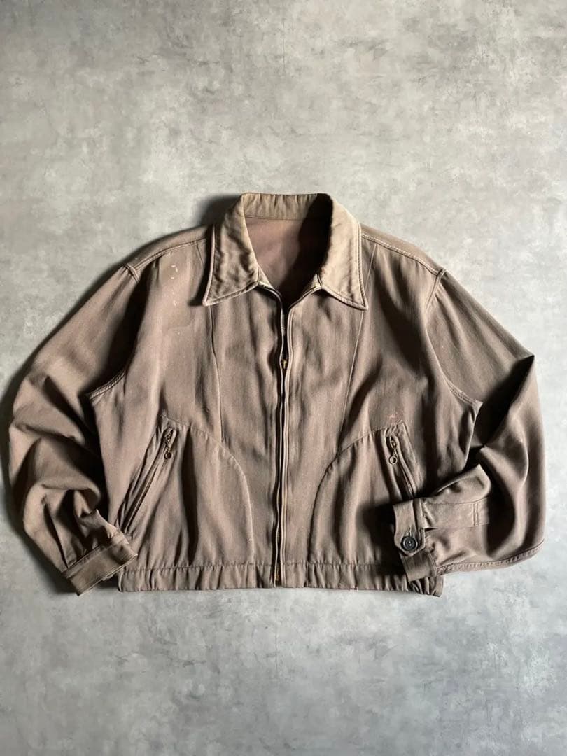 笹*川様 40s ウールギャバ スポーツジャケット 短丈 スポジャケ コの字 30's 40's ウールスポーツジャケット ヴィンテージ コの字 扇TALON 片