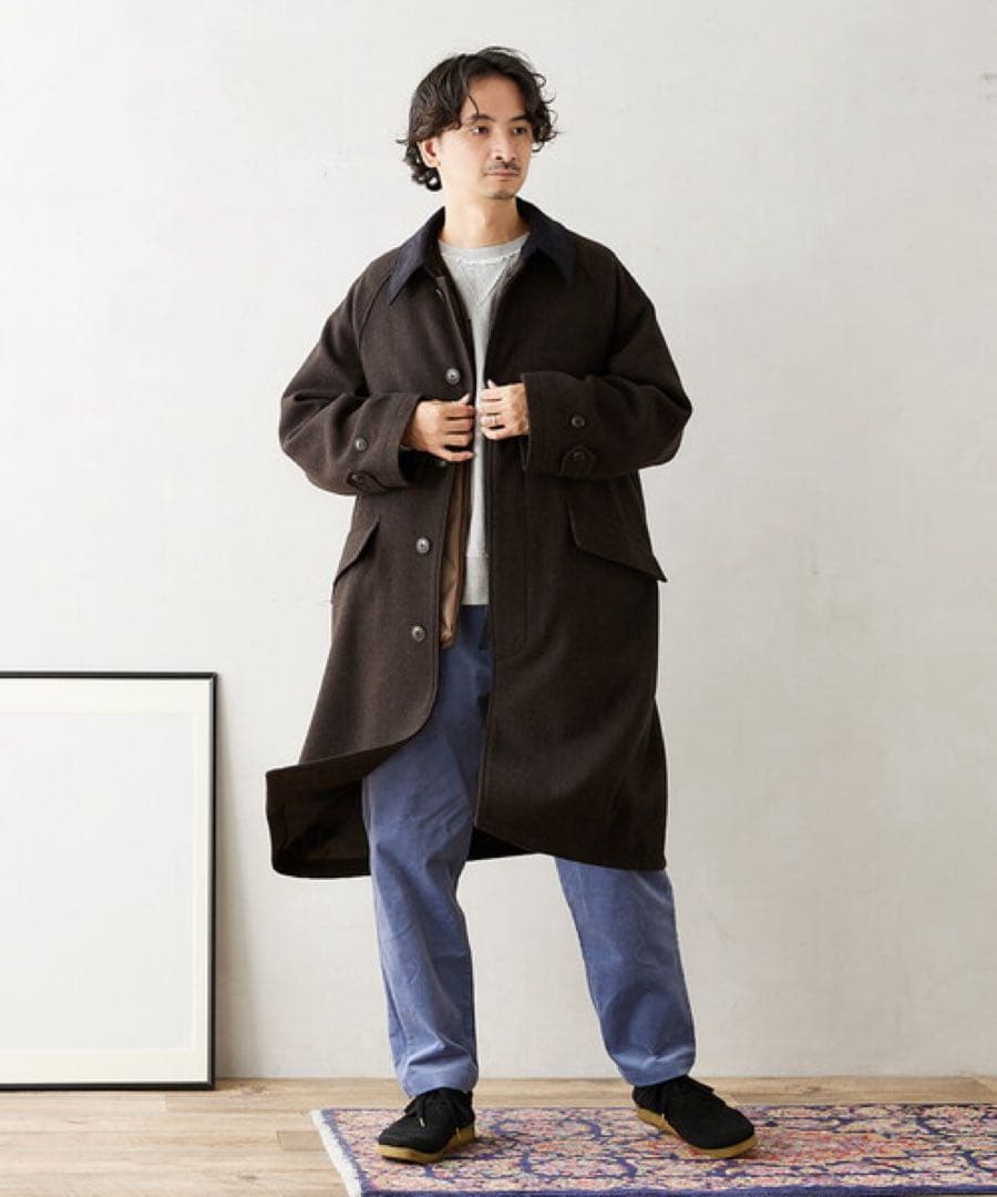HIGH LAND WOOL オーバーサイズ　バルマカーンコート　ブラウン　茶 セール】HIGH LAND WOOL オーバーサイズバルマカーンコート（ステン