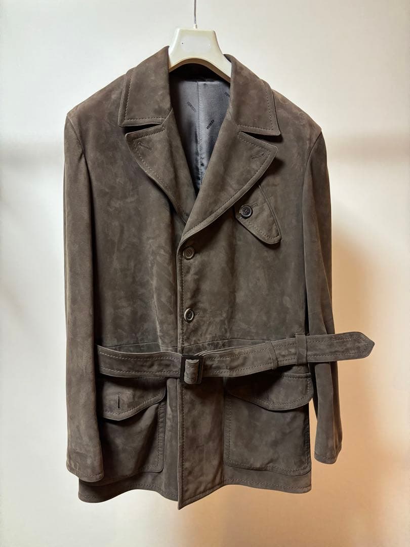 HERMES ブラウン スェードレザー ジャケット ベルト付き 楽天市場】【エルメス】Hermes メンズ スエードレザージャケット