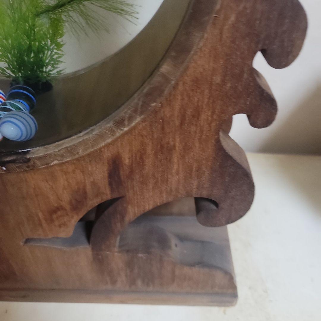 ー様 木製 円形金魚鉢 中型 人工水草付き - メルカリ