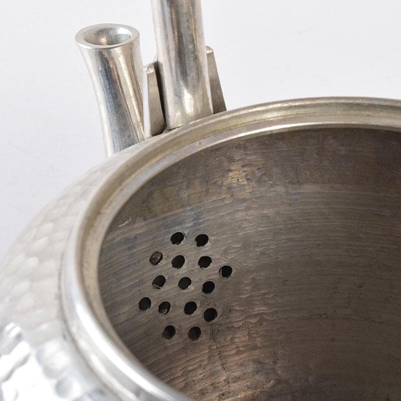 茶道具 平安 長栄堂造 純錫 湯沸かし 錫瓶 約497g 共箱 D R8102