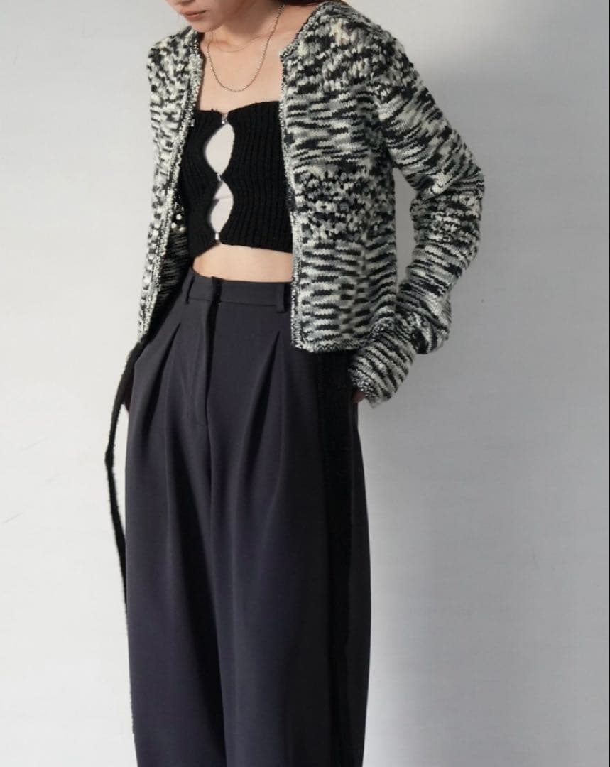 キューイ quui string knit bustier Black ビスチェ