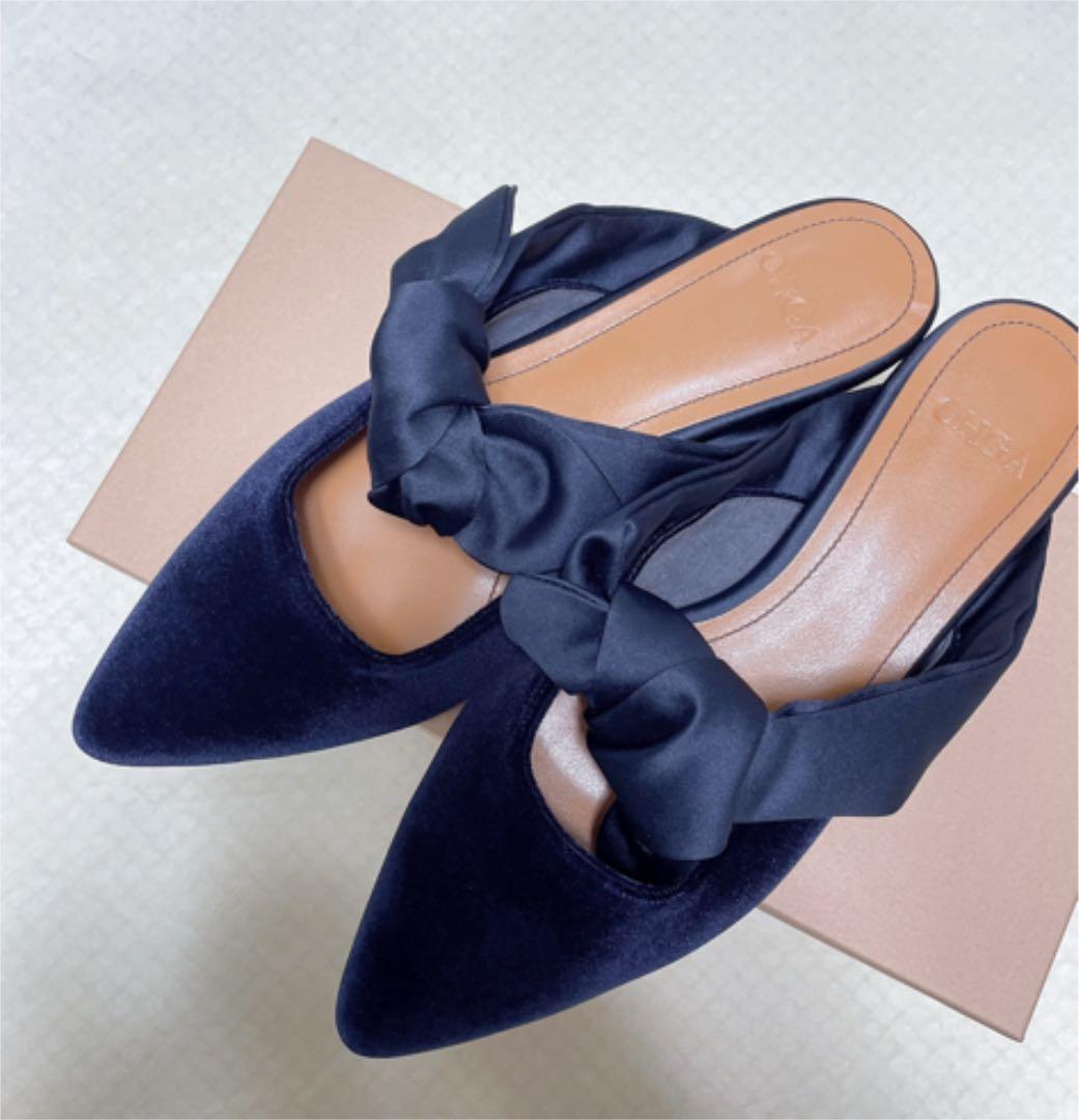 jicaco　Ohga ベロア　リボンミュール　ネイビー Horizon 55 Denim mix Sky & navy & ocean blue | Anonymous