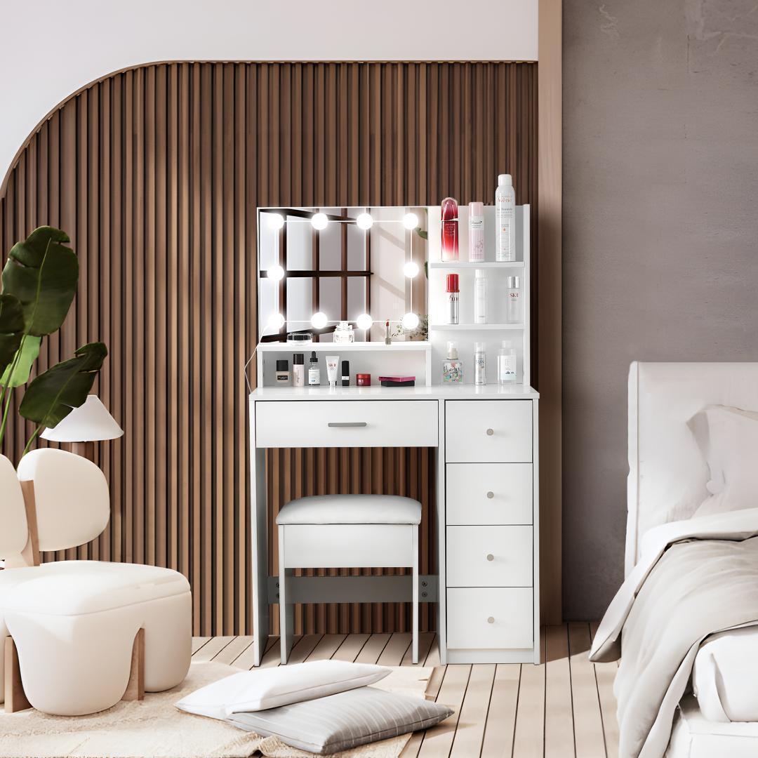 ドレッサー 化粧台 テーブル鏡台 LEDライト 引き出し収納 メイク台 シンプル 楽天市場】ドレッサー おしゃれ スツール付き 化粧台 メイク台 鏡台