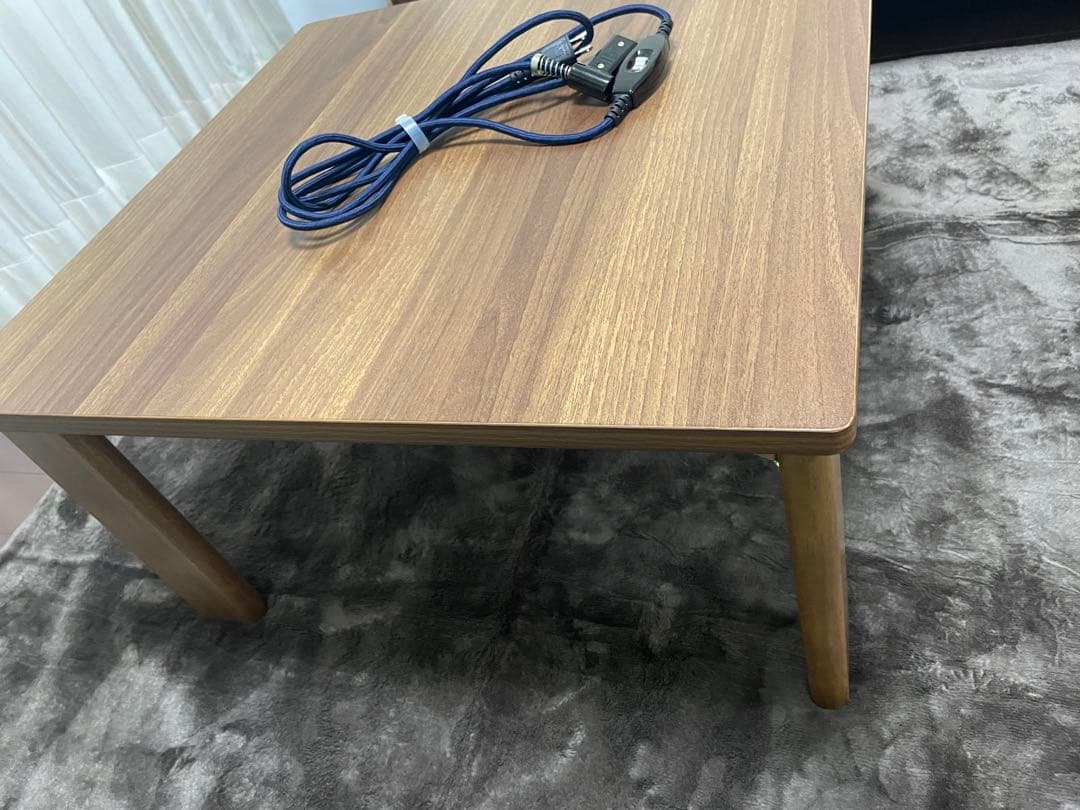 木製ブラウンこたつ 電源コード付き 掛け布団 敷きマット付き