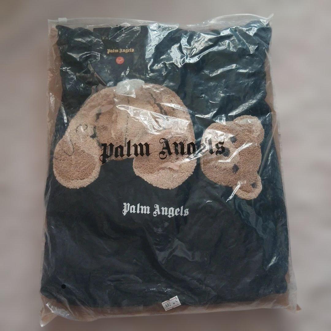 palm Angels クマ刺繍 フード付きパーカー Palm Angels ブラックパーカー クマ刺繍 - メルカリ