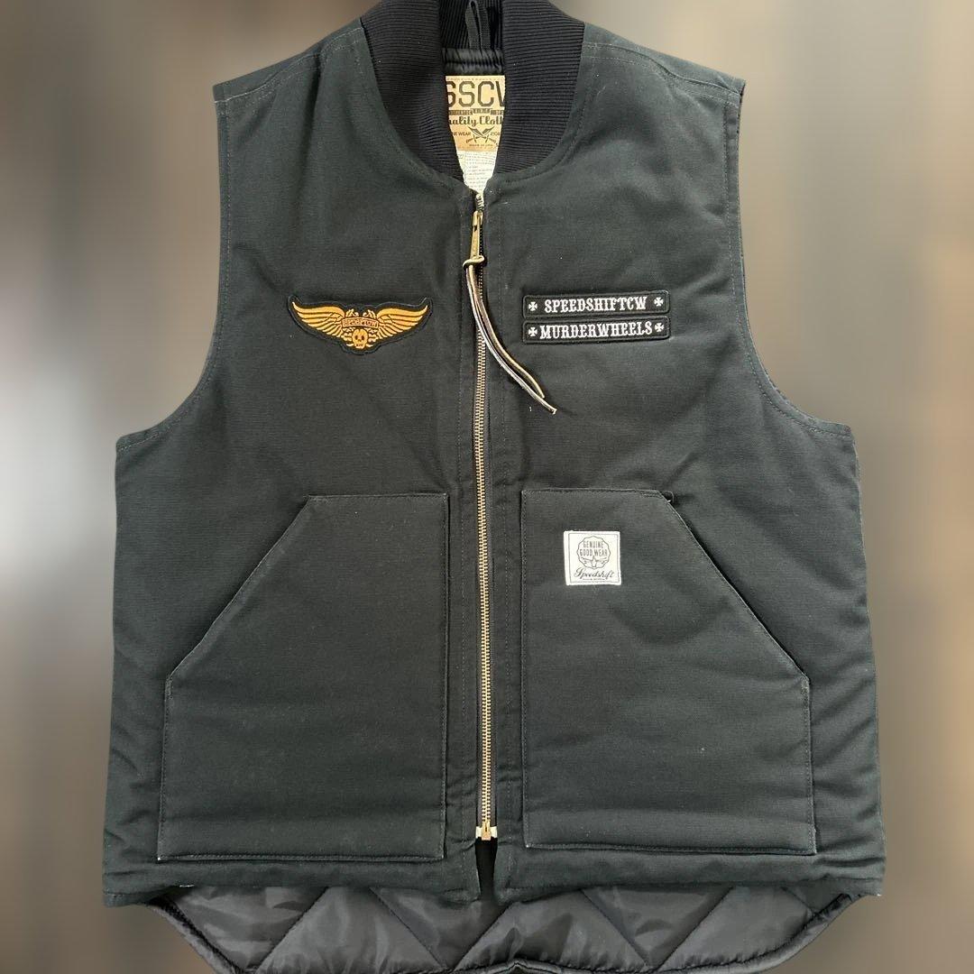 カーハート　ベスト　ブラック　コラボ　限定　ハーレーダビットソン　アイアンクロス Dickies(R) x H-D(R) キルティングキャンバスベスト -ハーレー