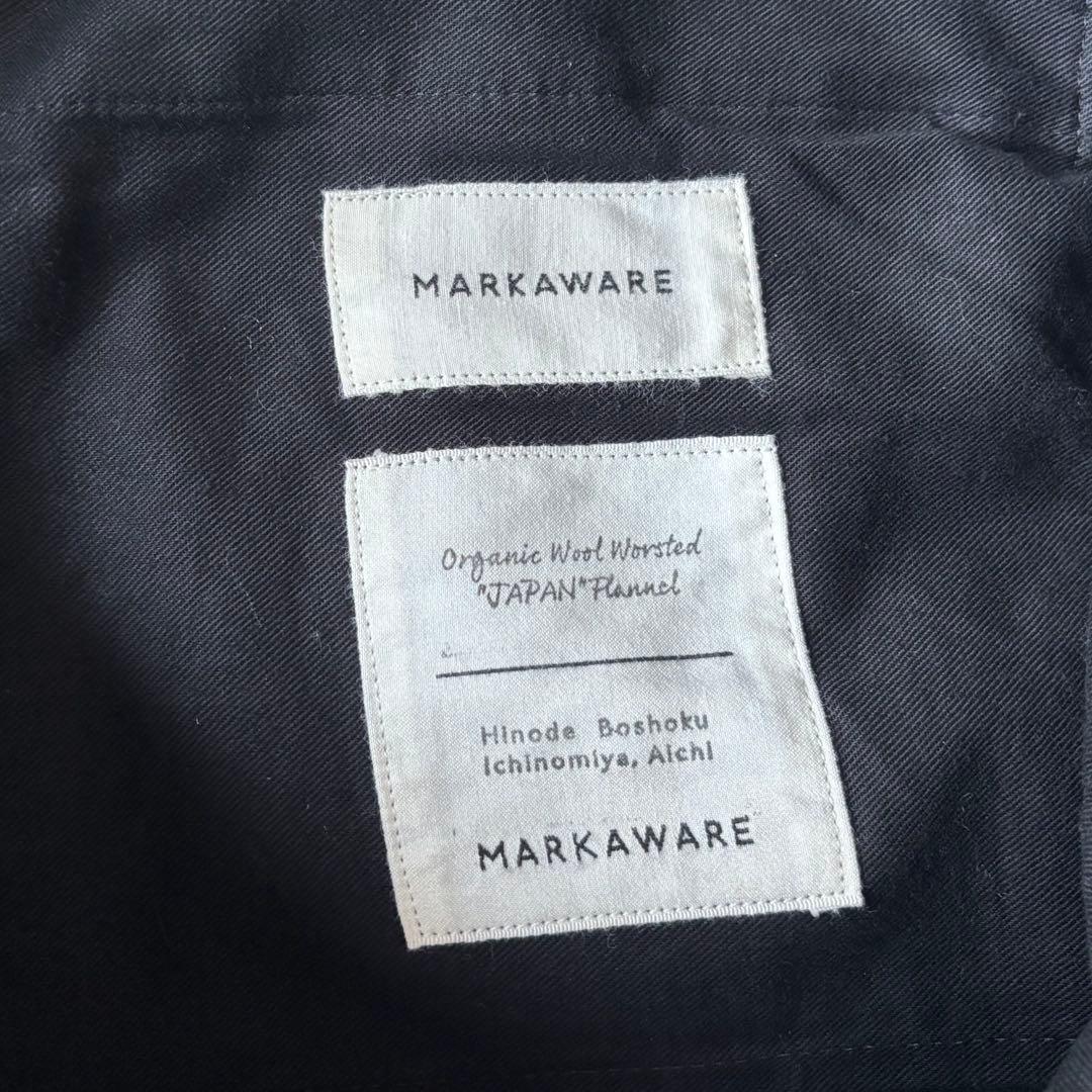 マーカウェア FRONT PLEATS PEGTOP ウール フランネル 黒 - メルカリ