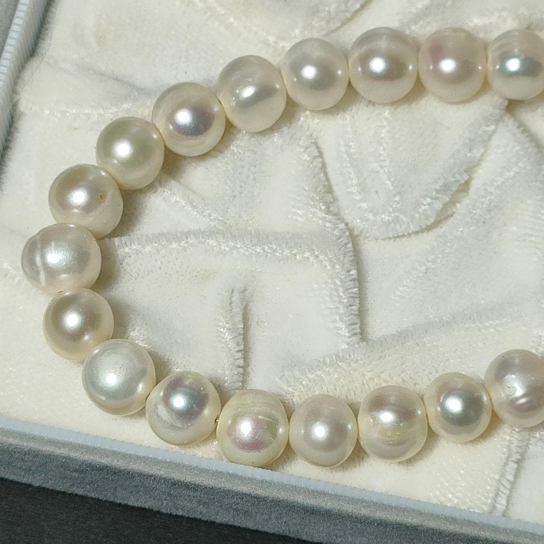 【大珠照り強】本真珠 パールネックレス 径約8.3〜9.5mm パールホワイト