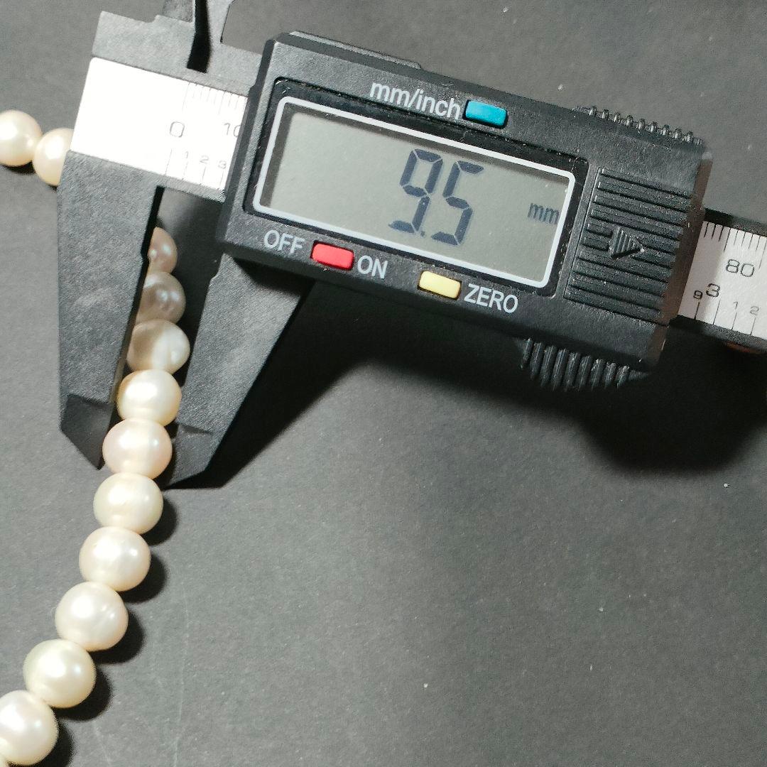 【大珠照り強】本真珠 パールネックレス 径約8.3〜9.5mm パールホワイト