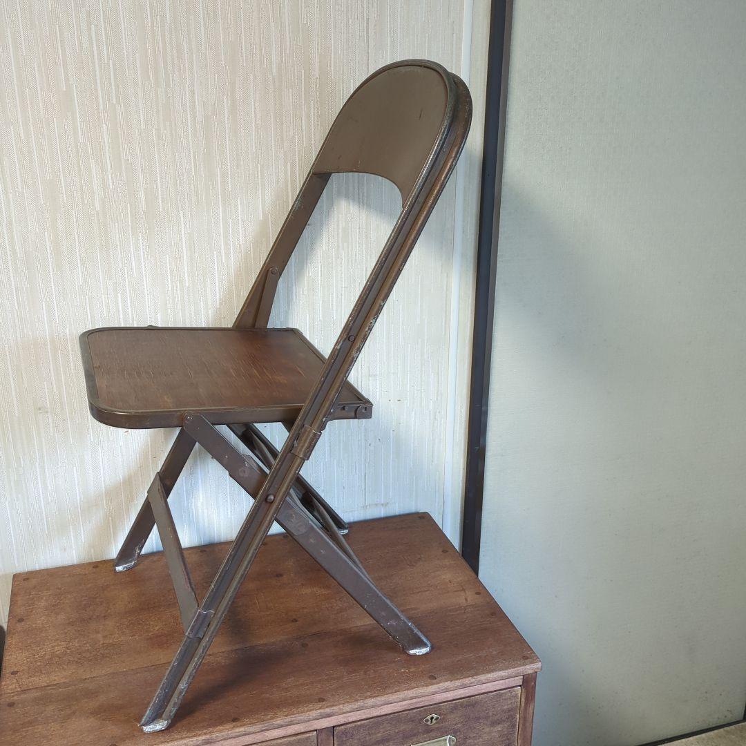 Clarin USAアンティーク折りたたみ椅子 ブラウン U.S.A. antique Clarin FOLDING CHAIR アメリカアンティーク クラリン