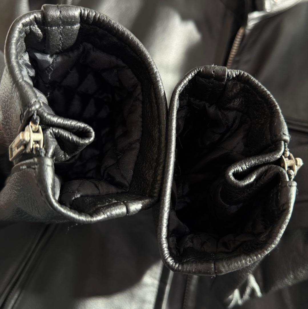 AXEL シングルライダースジャケット キルティング 牛革 黒 大きい