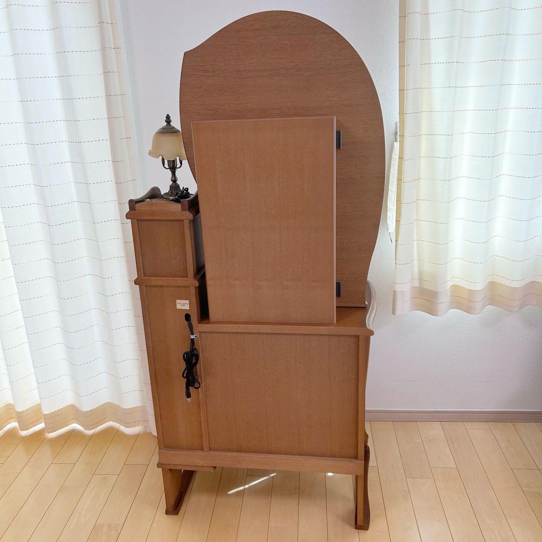 猫脚ドレッサー 高級 アンティーク レトロランプ付 開き鏡