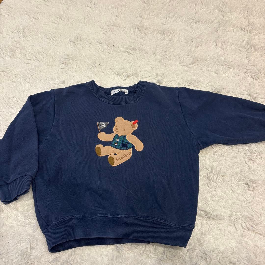 familiar クマ刺繍 ネイビー トレーナー 110cm - メルカリ