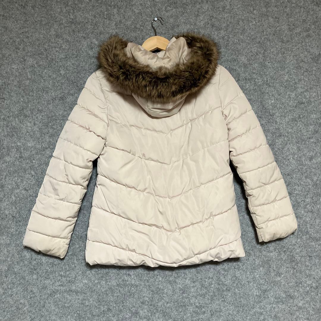 ZARAファー付きベージュダウンジャケット - メルカリ