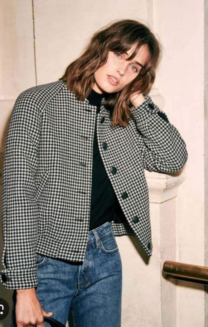 Sezane セザンヌのウールジャケット　34 Mサイズ セザンヌ オーガニックコットン＆ウール混紡 ニット ジャケット