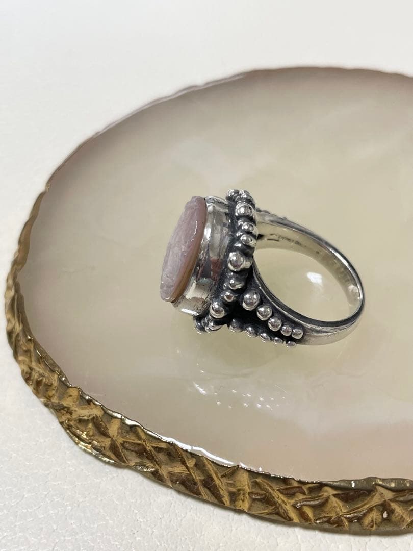 Stephen Dweck 彫りマザーオブパール 遊色が美しい存在感リング11号