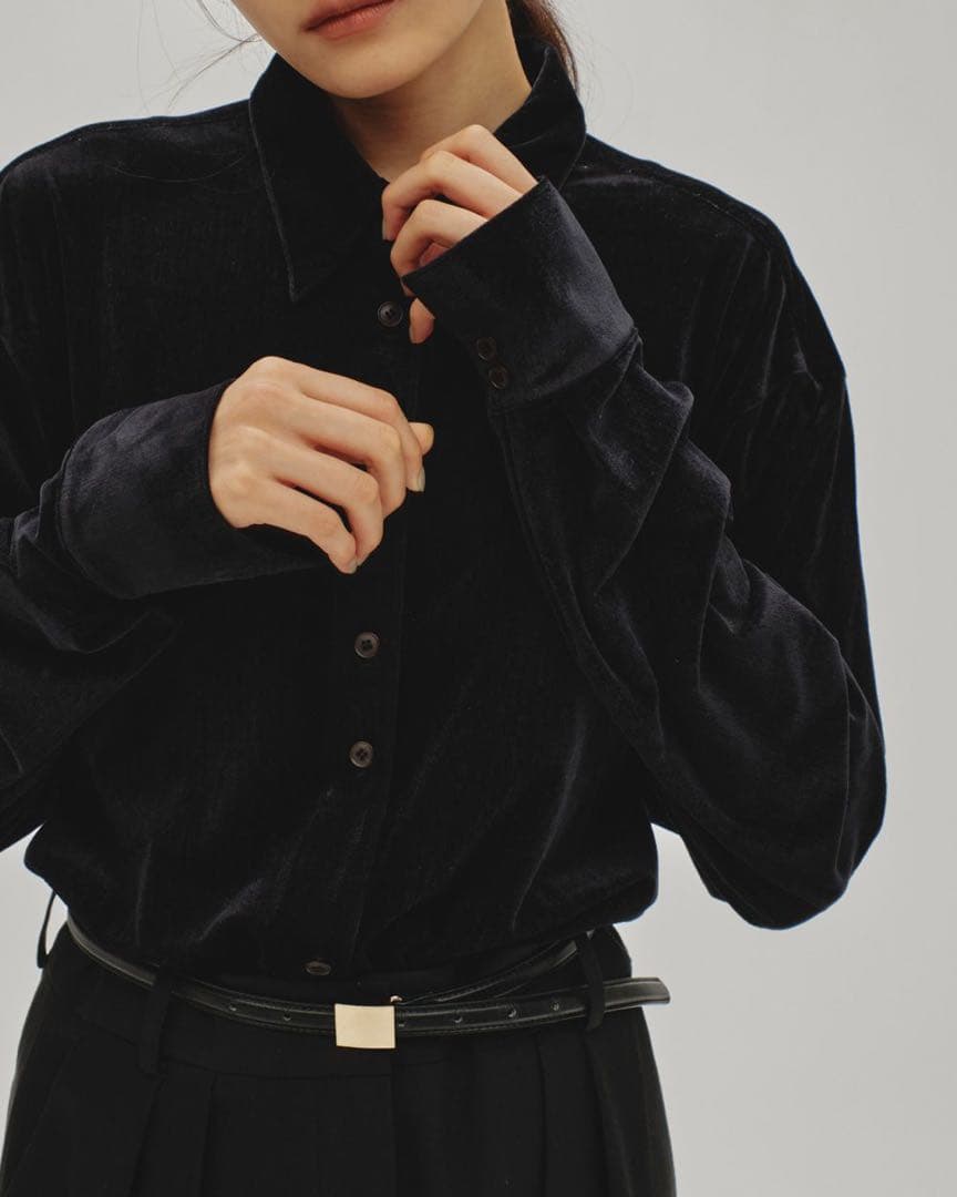TODAYFUL Roundhem Velour Shirts ブラック TODAYFUL Roundhem Velour Shirts ベロアシャツ - メルカリ