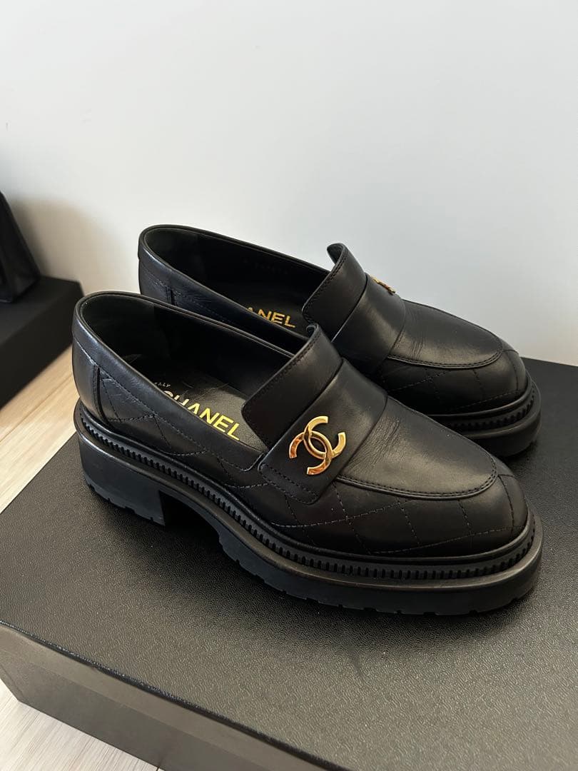 CHANEL シャネル ココマーク ローファー G45074 厚底靴　35.5 楽天市場】【中古】CHANEL シャネル ココマーク ローファー 23A G45074