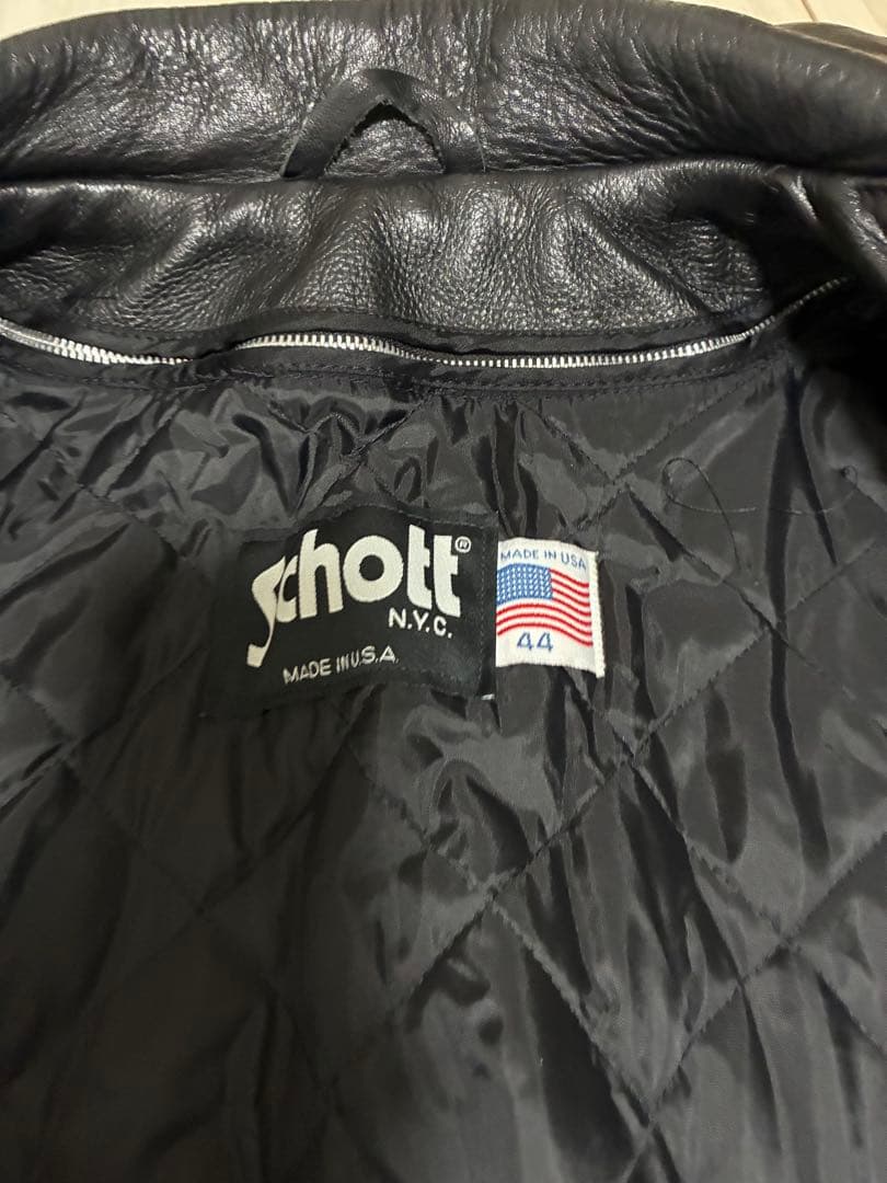 米国製 Schott レザージャケット 黒 44 カーコート ライナー付 573