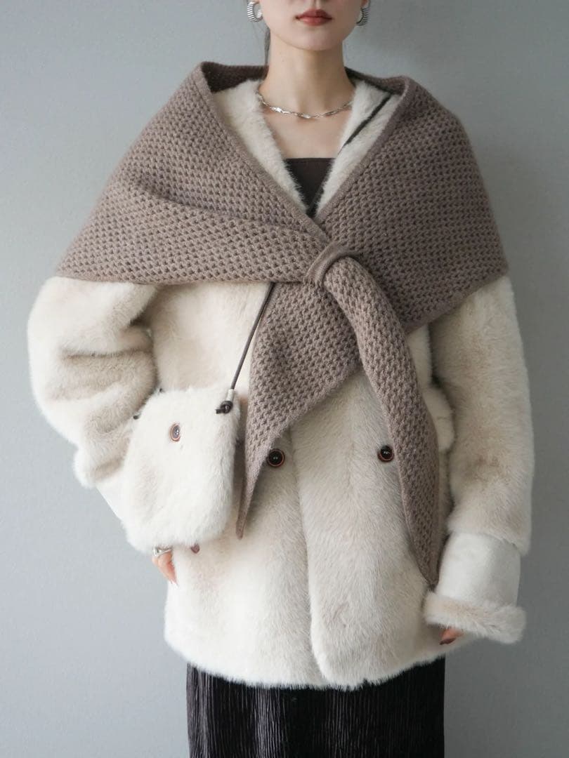 lumier/リュミエ バッグ付エコファーノーカラーコート/BEIGE - メルカリ