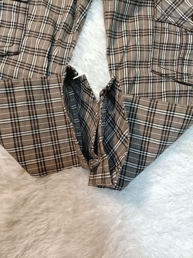 美品】バーバリー ブルーレーベル クロップドパンツ チェック 38 M