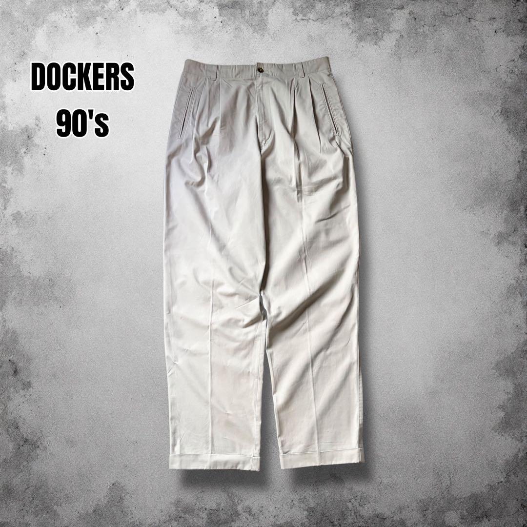 90s USA製 DOCKERS ツータックワイドチノ ヴィンテージ 白チノパン 90s USA製 DOCKERS ツータックワイドチノ ヴィンテージ 白チノパン