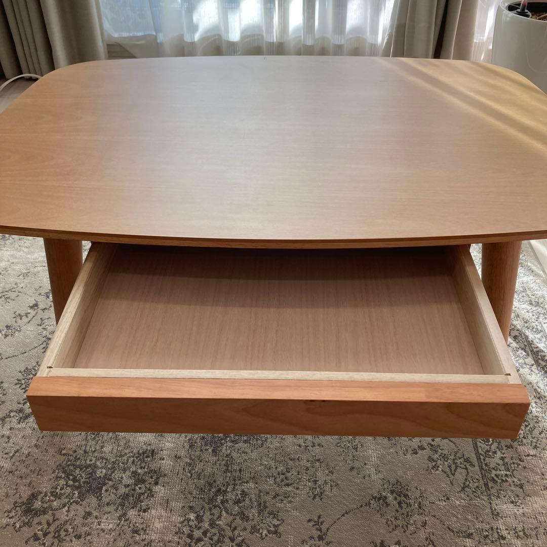 日本製 GRANATA アルダー材 ローテーブル 幅80 引出し付き 机・テーブル