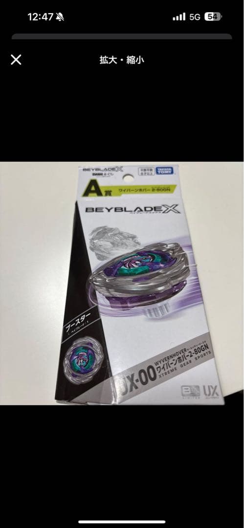 DMMくじ ワイバーンホバー　2-80GN BEYBLADE X Beyblade X UX-00 Wyvern Hover 2-80GN Metal Coat Violet DMM kuji