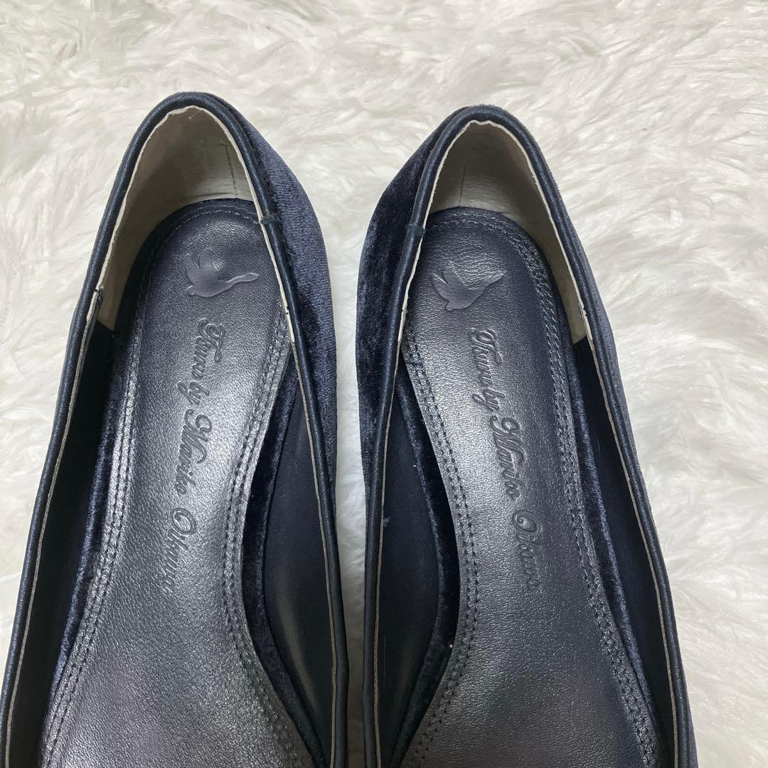 極美品 ツルバイマリコオイカワ ベロア ダブル リボン フラット