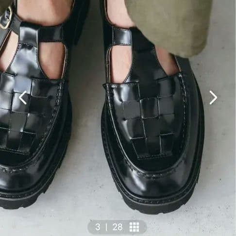 ストラップシューズ 黒 23.5cm