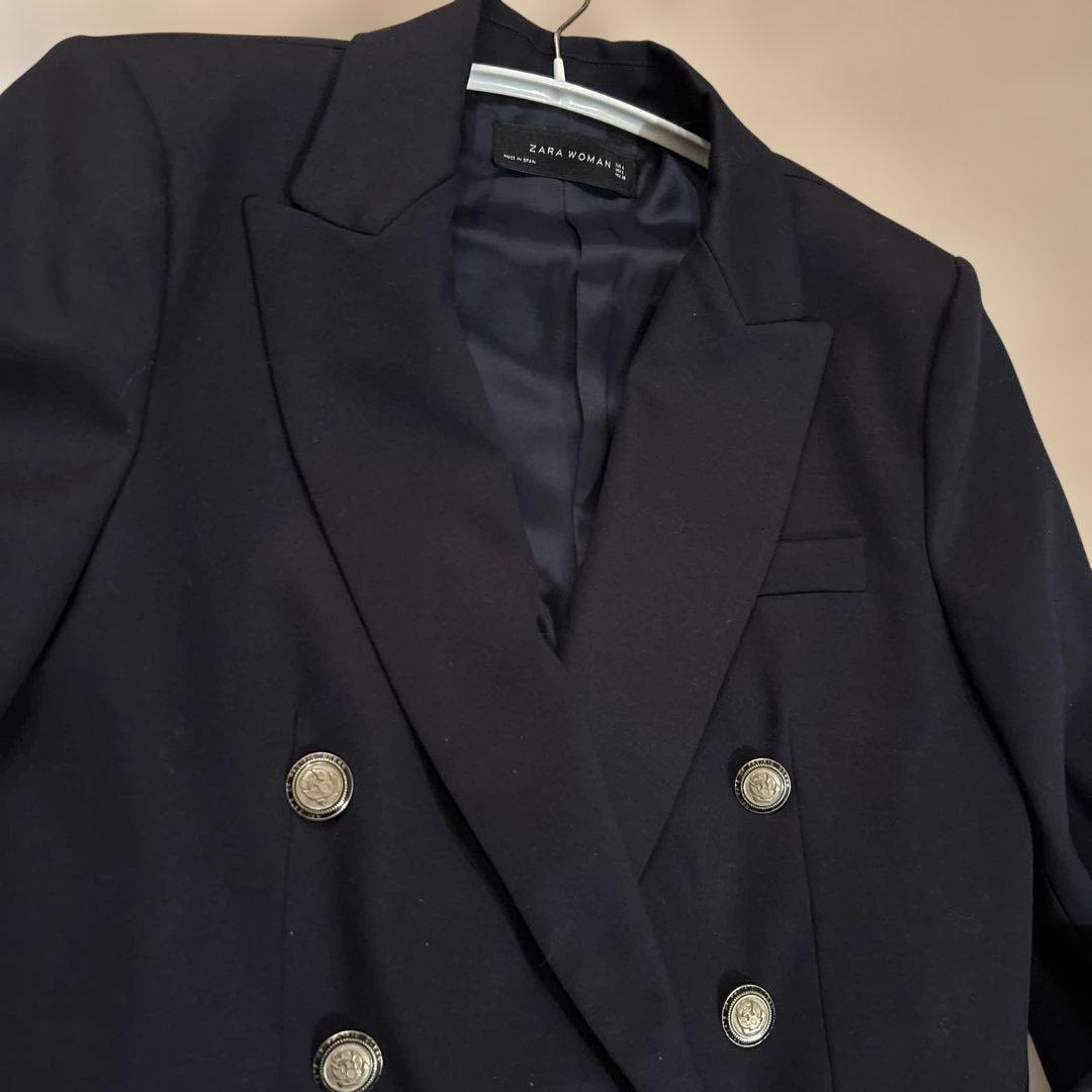 ZARA 紺ブレ ネイビーブレザー ダブルブレスト ジャケット 金ボタン