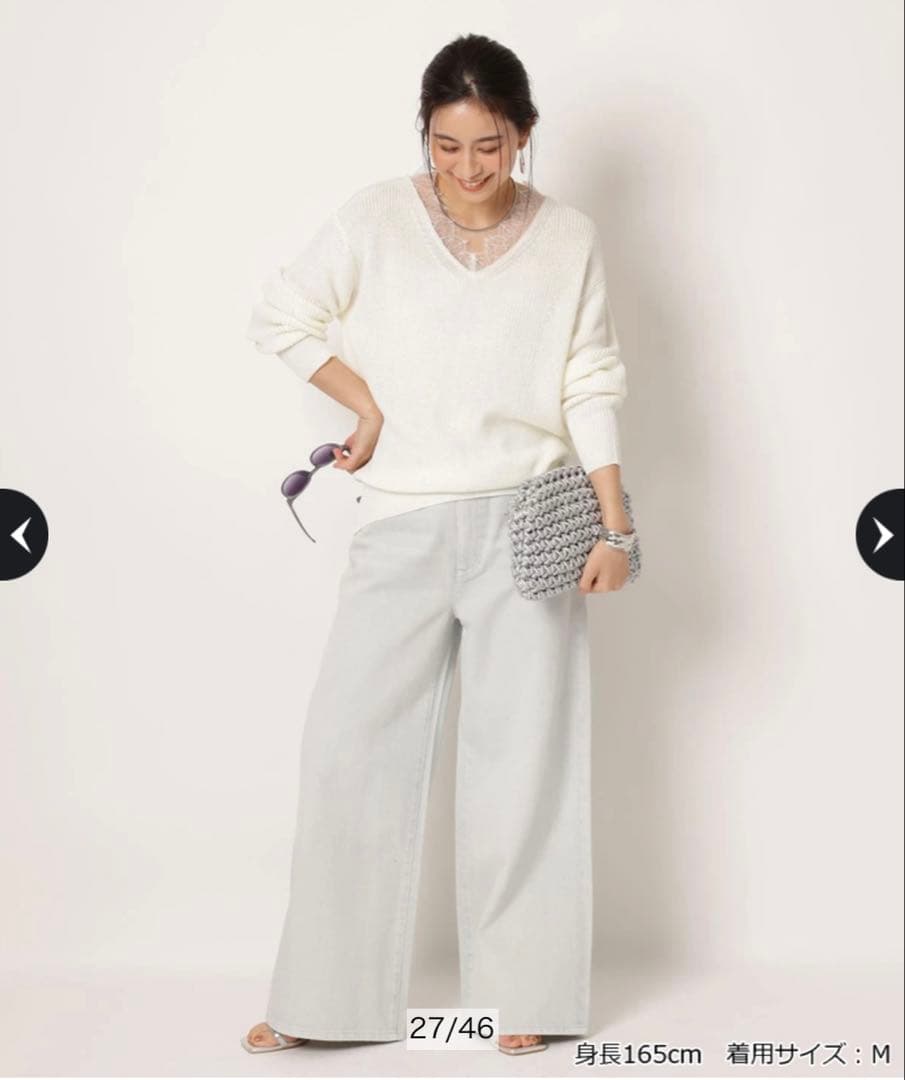 タグ付き新品アルページュストーリー Vネックレースニット 白 - メルカリ