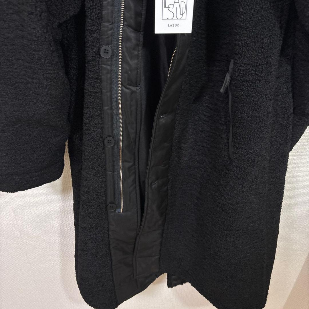 LASUD ファーフーデッドボアコート BK 9号 未使用品 定価34000円