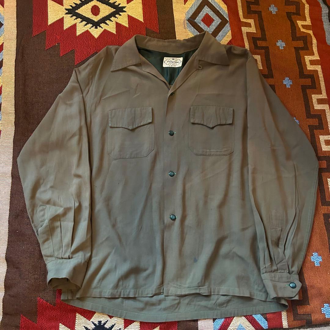 50s 60s pilgrim ギャバジンシャツレーヨンシャツ