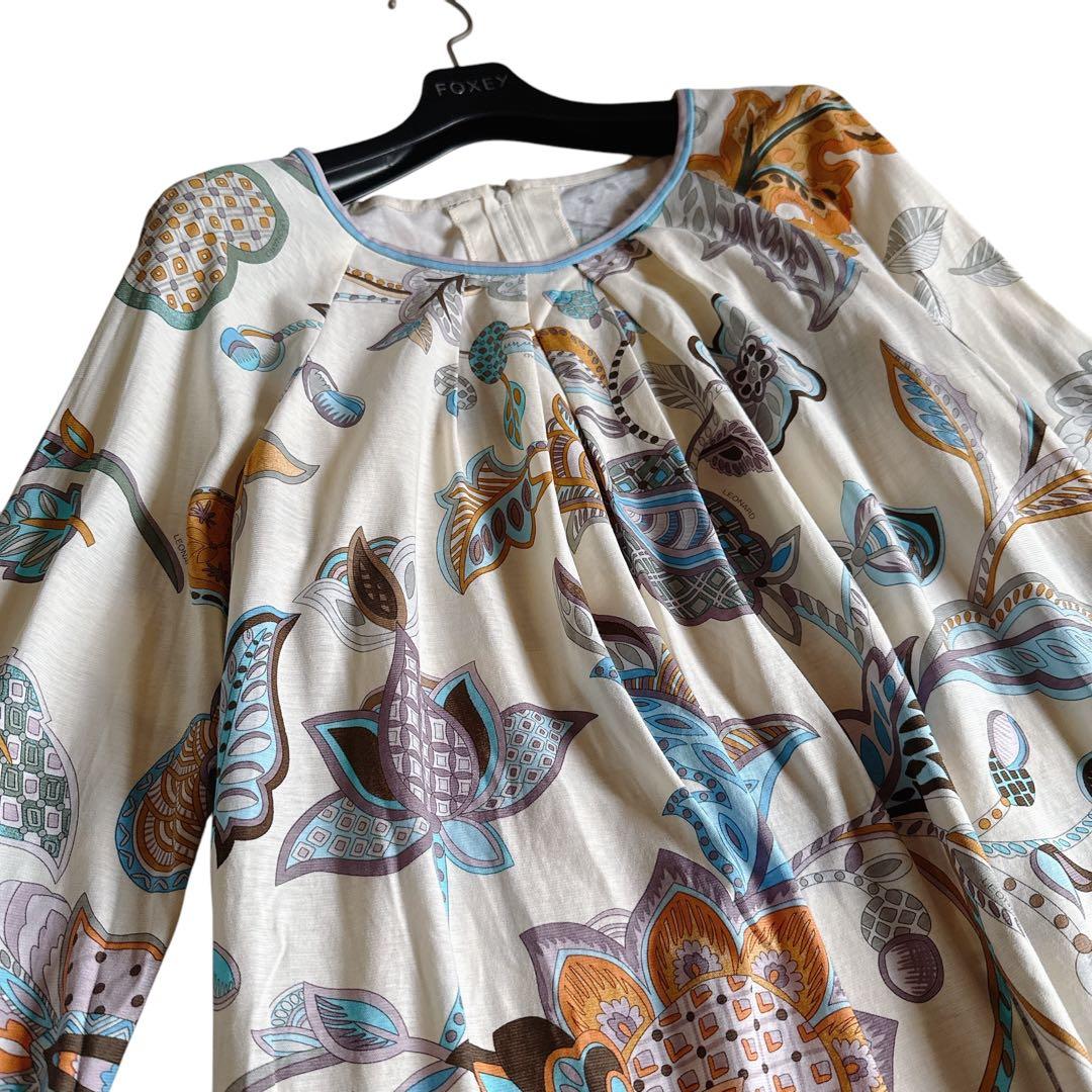 極美品✨】レオナール チュニック トップス 花柄 トリム M S115319545