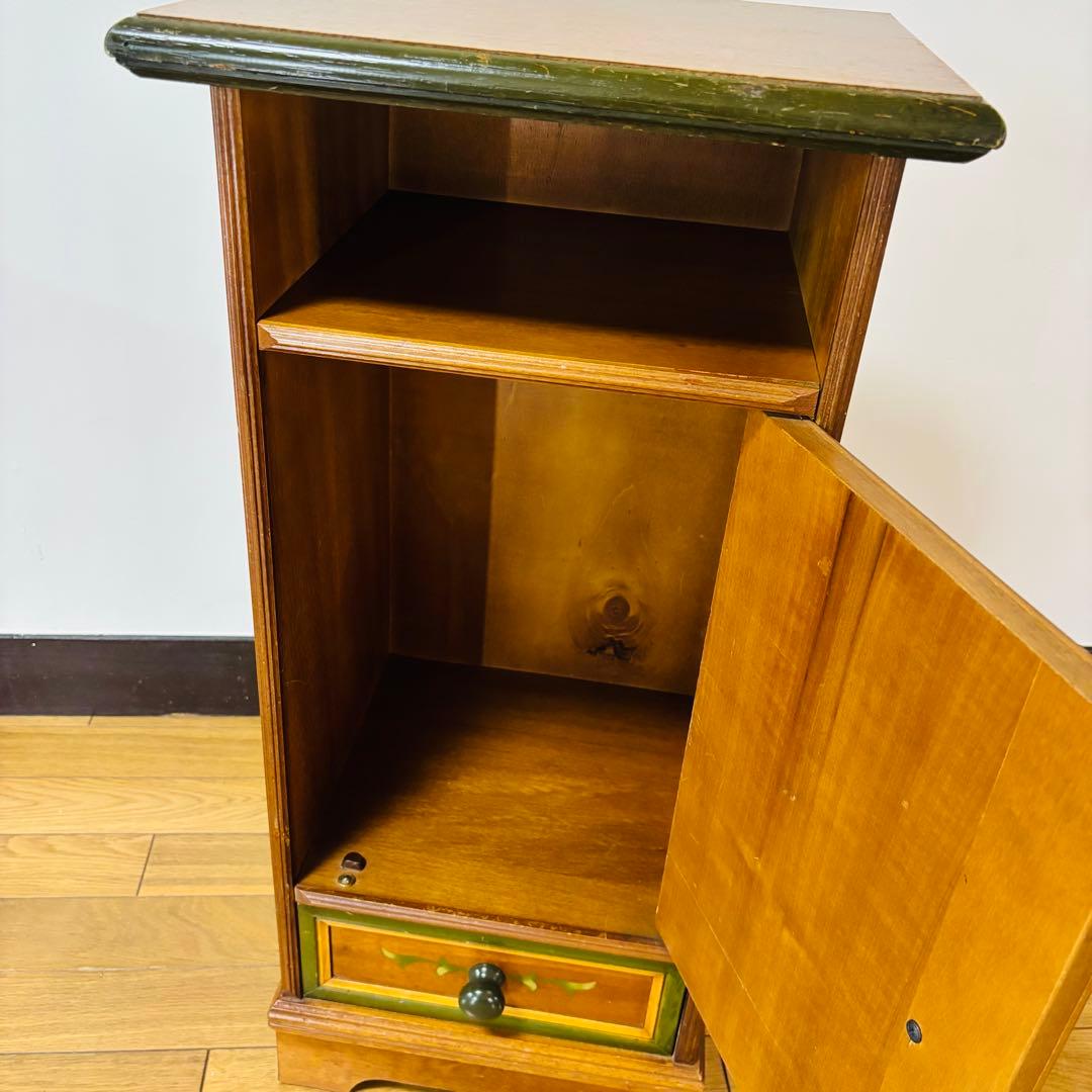 サイドチェスト】イタリア 木製 象嵌細工 収納 引出 花台 飾り台