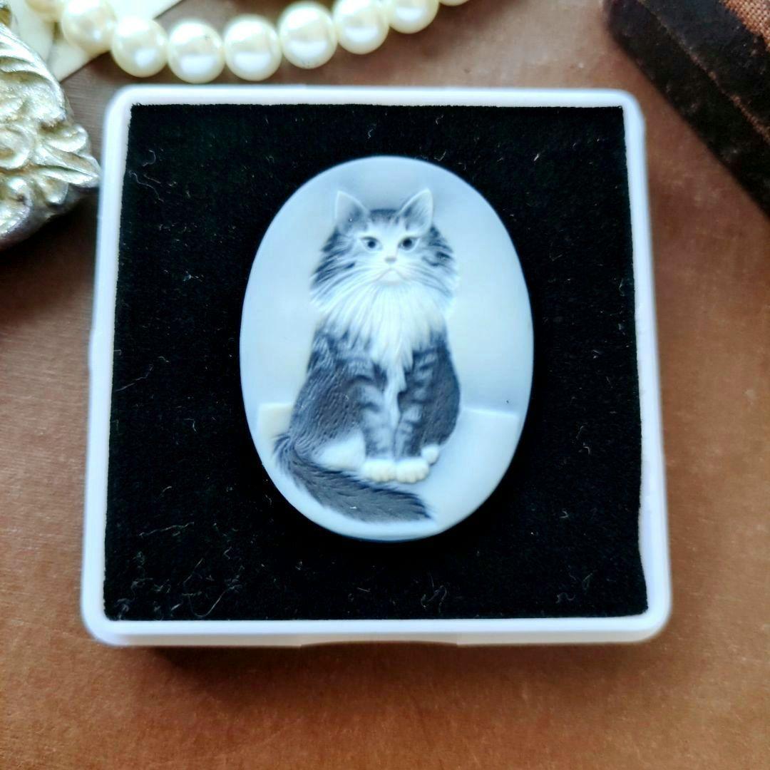 ドイツ CAMEO ストーン メノウ カメオ ルース 猫 メインクーン